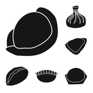 Vector design of cuisine and appetizer symbol. Collection of cuisine and food Stock Illustration
