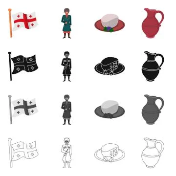 Vector design of culture and sightseeing logo. Set of culture and originality Stock Illustration