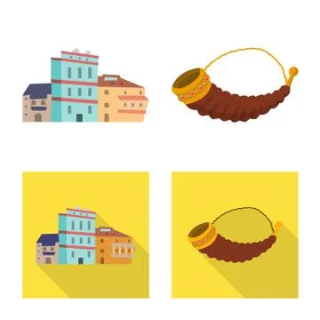 Vector design of culture and sightseeing sign. Set of culture and originality Stock Illustration