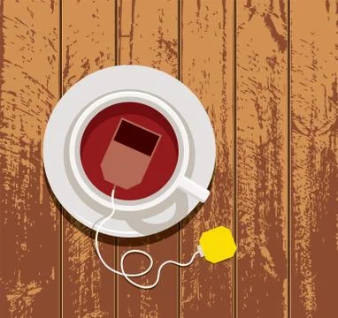 Vector design of cup of tea on wooden table Stock Illustration