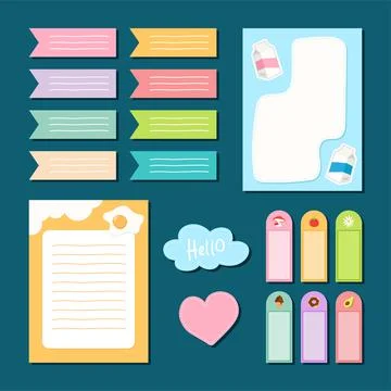 Vector design of cute notes and stickers Stock Illustration