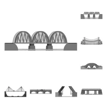 Vector design of design and construct symbol. Set of design and bridge stock Illustrazione stock