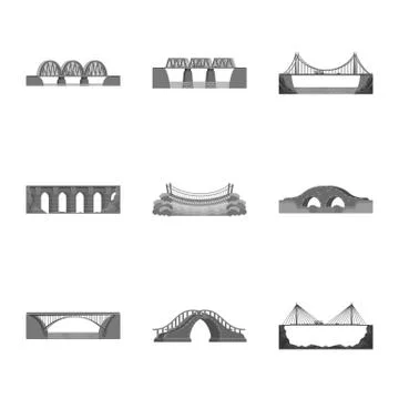 Vector design of design and construct symbol. Collection of design and bridge Stock Illustration