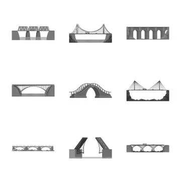 Vector design of design and construct symbol. Collection of design and bridge Stock Illustration