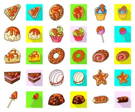 Vector design of dessert and sweet logo. Set of dessert and food vector icon for Stock Illustration