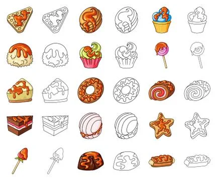 Vector design of dessert and sweet logo. Set of dessert and food vector icon for Stock Illustration