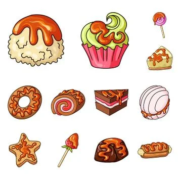 Vector design of dessert and sweet logo. Collection of dessert and food stock Stock Illustration