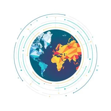 Vector design of digital global business isolated on white background. Stock Illustration