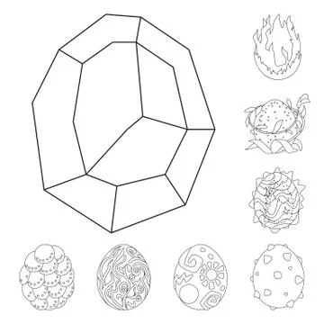 Vector design of dinosaur and magic logo. Set of dinosaur and fantasy stock Stock Illustration