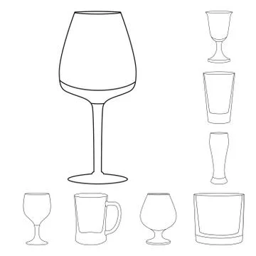 Vector design of dishes and container sign. Set of dishes and glassware vector Stock Illustration