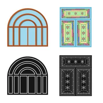Vector design of door and front sign. Collection of door and wooden stock vector Stock Illustration