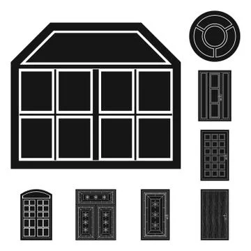 Vector design of door and front icon. Collection of door and wooden stock symbol Stock Illustration