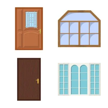 Vector design of door and front logo. Set of door and wooden vector icon for Illustration