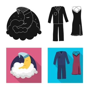 Vector design of dreams and night symbol. Set of dreams and bedroom stock vector Stock Illustration