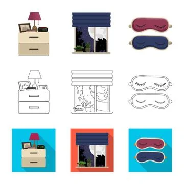 Vector design of dreams and night sign. Set of dreams and bedroom vector icon Stock Illustration