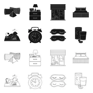 Vector design of dreams and night icon. Set of dreams and bedroom stock vector Stock Illustration