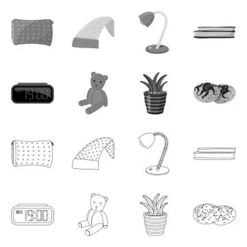Vector design of dreams and night sign. Collection of dreams and bedroom vector 스톡 일러스트