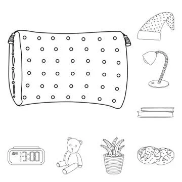 Vector design of dreams and night logo. Collection of dreams and bedroom stock 스톡 일러스트