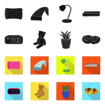 Vector design of dreams and night symbol. Set of dreams and bedroom stock symbol 스톡 일러스트