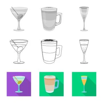 Vector design of drink and bar logo. Collection of drink and party stock vector Illustration