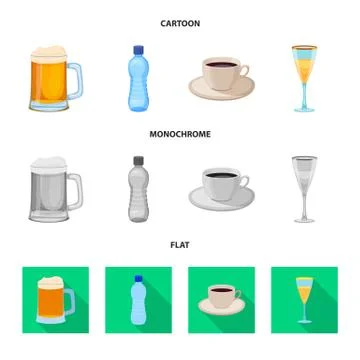 Vector design of drink and bar logo. Set of drink and party stock symbol for web Stock Illustration