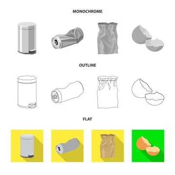 Vector design of dump and sort sign. Collection of dump and junk stock symbol Stock Illustration