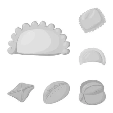 Vector design of dumplings and stuffed symbol. Set of dumplings and dish vector Stock Illustration