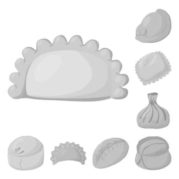 Vector design of dumplings and stuffed logo. Collection of dumplings and dish Stock Illustration