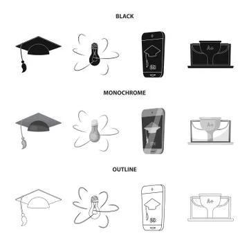 Vector design of education and learning sign. Set of education and school stock Stock Illustration