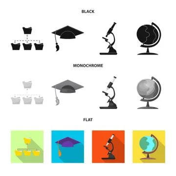 Vector design of education and learning icon. Set of education and school vector Stock Illustration