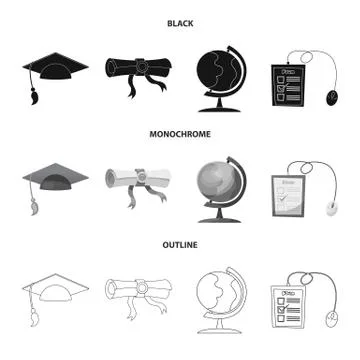 Vector design of education and learning symbol. Collection of education and 스톡 일러스트