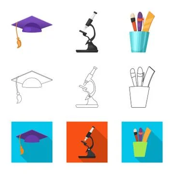 Vector design of education and learning icon. Collection of education and school Stock Illustration