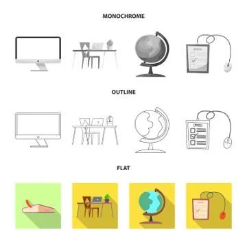 Vector design of education and learning icon. Set of education and school vector Illustrazione stock