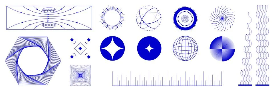 Vector design, educational content. Grid-like structures forming undulating Stock Illustration