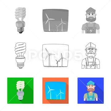 Vector design of electricity and electric icon. Set of electricity and ...