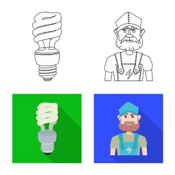 Vector design of electricity and electric logo. Set of electricity and energy Stock Illustration