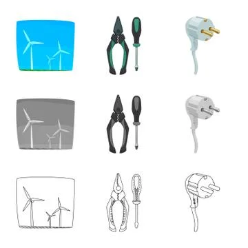 Vector design of electricity and electric logo. Collection of electricity and イラスト素材