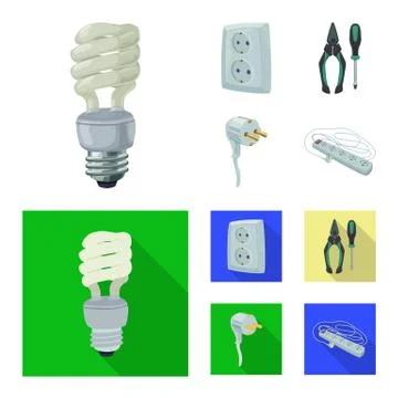 Vector design of electricity and electric icon. Set of electricity and energy 스톡 일러스트