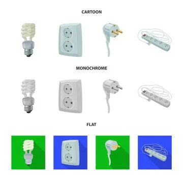 Vector design of electricity and electric sign. Collection of electricity and Stock Illustration