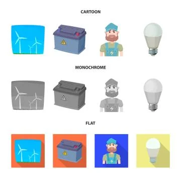 Vector design of electricity and electric icon. Collection of electricity and 스톡 일러스트