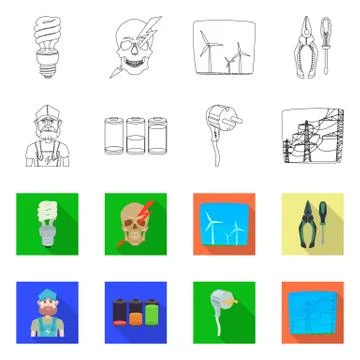 Vector design of electricity and electric symbol. Collection of electricity and 스톡 일러스트