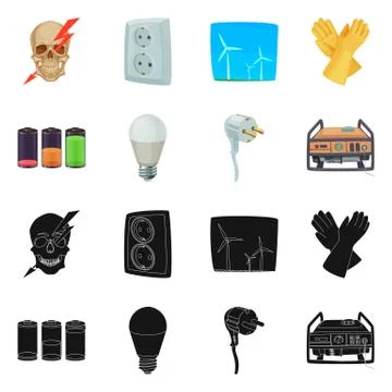 Vector design of electricity and electric sign. Set of electricity and energy Stockillustratie