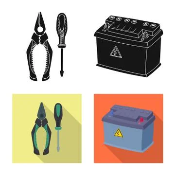 Vector design of electricity and electric symbol. Set of electricity and energy Stock Illustration