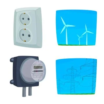 Vector design of electricity and electric logo. Collection of electricity and Stock Illustration