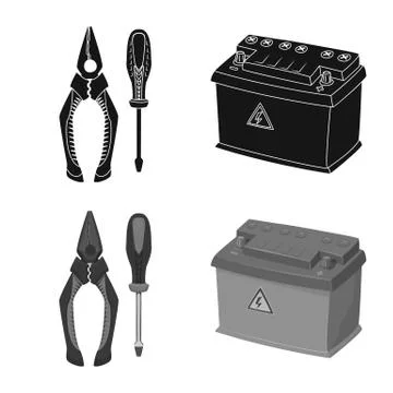 Vector design of electricity and electric symbol. Collection of electricity and Stock Illustration