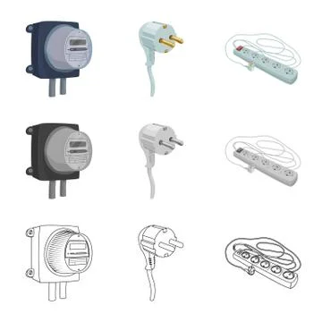 Vector design of electricity and electric icon. Collection of electricity and Stock Illustration
