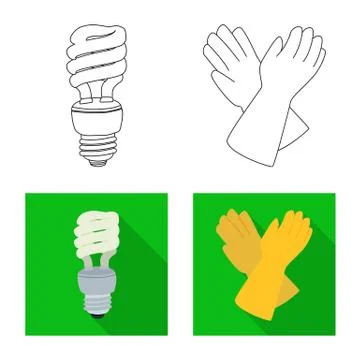Vector design of electricity and electric symbol. Collection of electricity and Stock Illustration