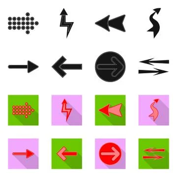 Vector design of element and arrow symbol. Collection of element and direction Stock Illustration
