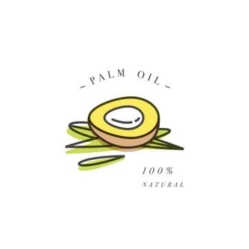 Vector design element and icon in linear style - palm oil - healthy vegan food. Stock Illustration