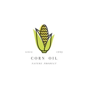 Vector design element and icon in linear style - corn oil - healthy vegan food Stock Illustration